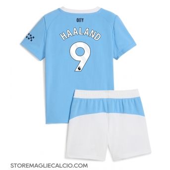 Manchester City Erling Haaland #9 Maglia Gara Casa Repliche 2025-26 Bambino